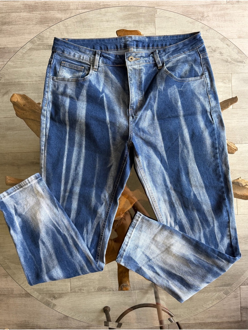 Men's Blue Tie-Dye Effect Jeans